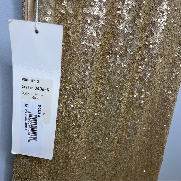 Revelry Starla Sequin Dress One Shoulder Gold Size 8 Bridesmaid Prom 2436 R - Picture 9 of 13